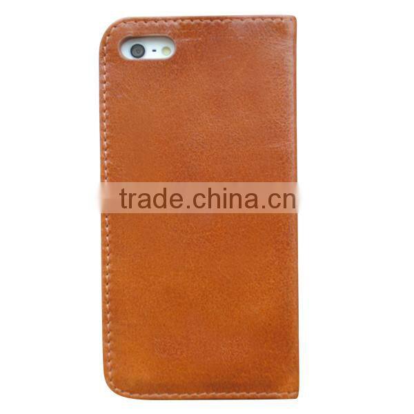 Brown oil wax leather Wallet case for 6S, case for iphone 6S with file pocket