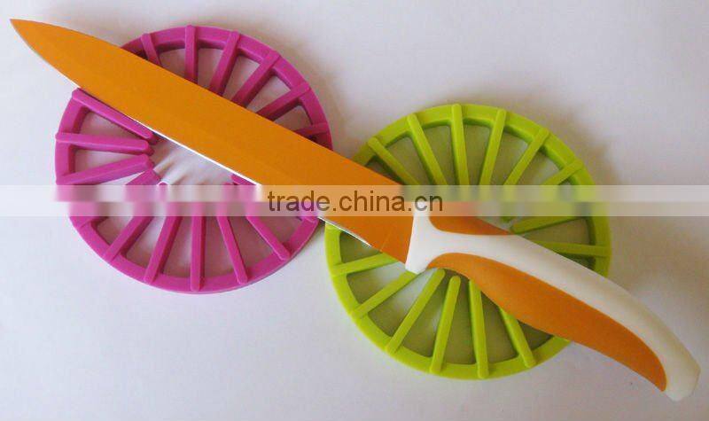 stainless steel paring knife with rubber handle