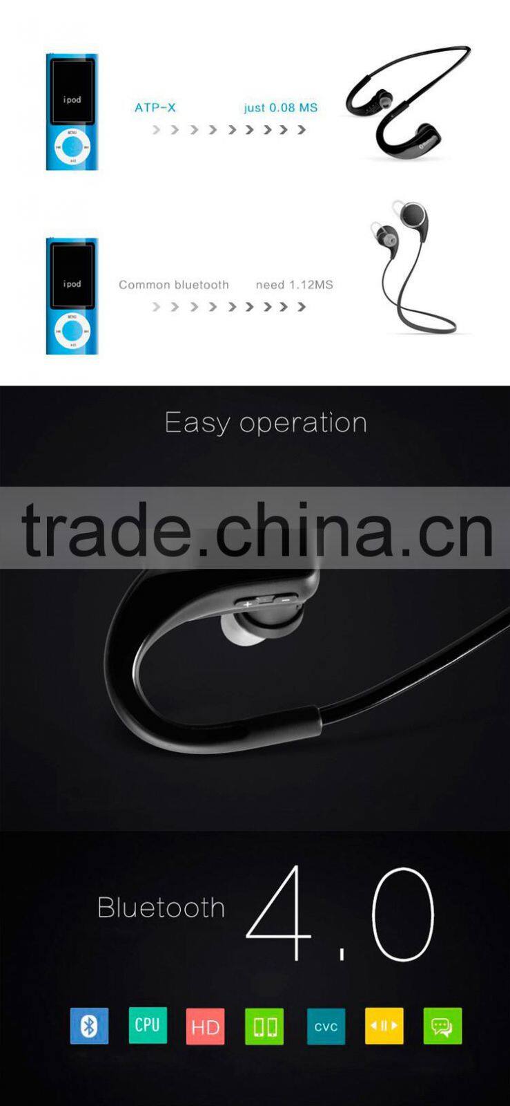 SM808 Bluetooth V4.0 Earphone HIFI In Ear Earbud Headphones Wireless Sports Stereo Bluetooth Headset High Definition Sweatproof