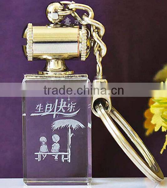 Colorful glass photo 3D crystal keychain