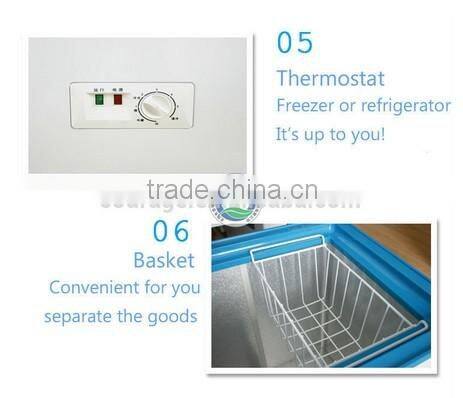 BCD-338 Top open double door temp. freezer gas chest deep freezers white color