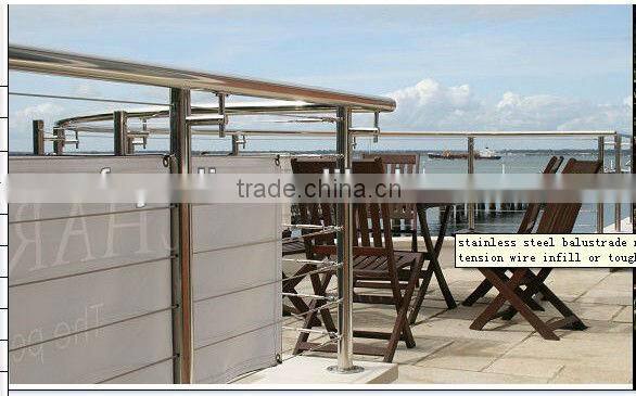 SUS304/316 terrace or deck stainless steel cable handrail
