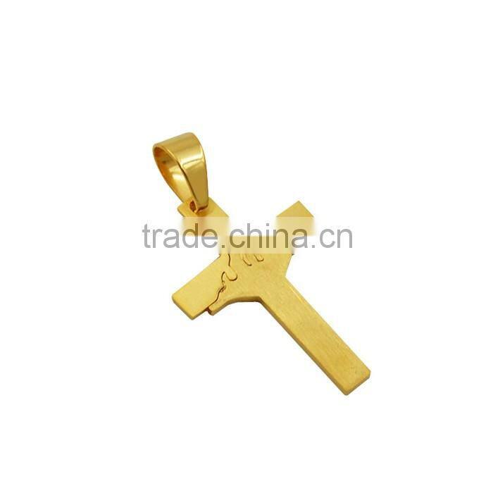 Hot sale gold filled jewelry stainless steel fire scriptures cross necklace pendant