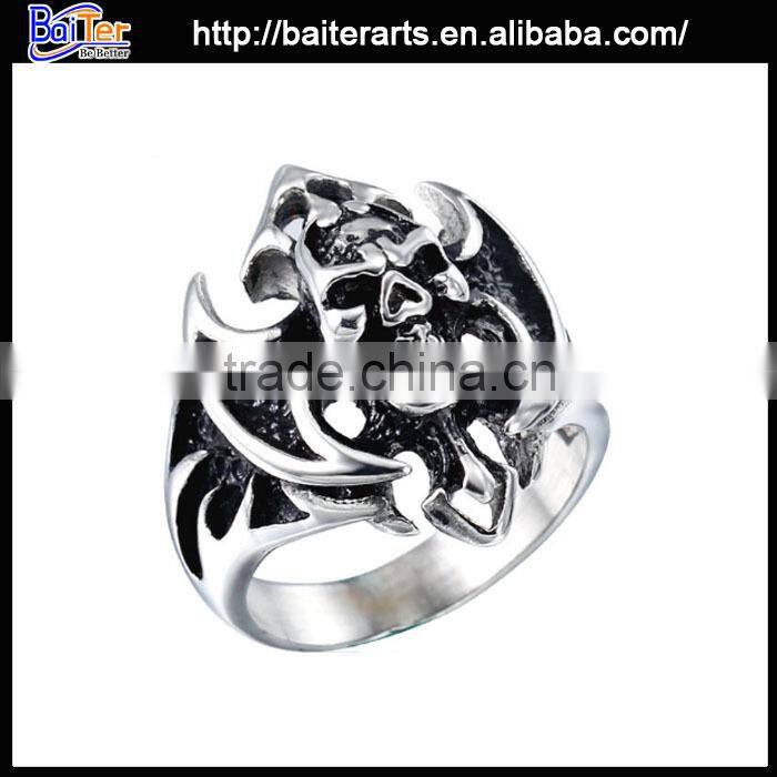 Hot men's titanium ruby ring ,316L stinless steel ruby ring