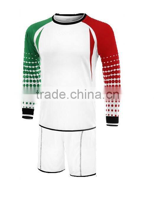 2016 latest design padded elbow goalkeeper uniforms