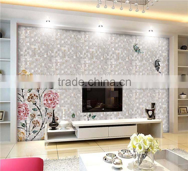 newest nature mother of pearl shell maber mosaic for TV/sofa wall tile
