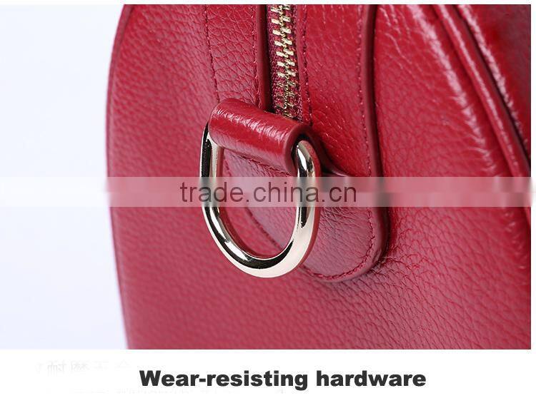 2016 new style guangzhou leather handbags top cowhide handbag boston bag for women