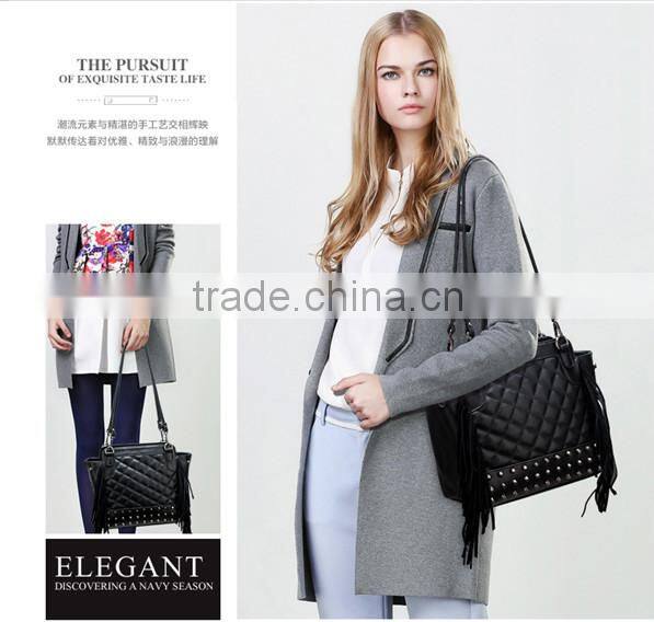 western three-used tassels backpack soft leather tote bag black ladies shoulder bags