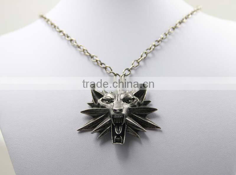 Hot Sale Game Retro Jewelry The Witcher 3 Wolf Head Pendant Necklace