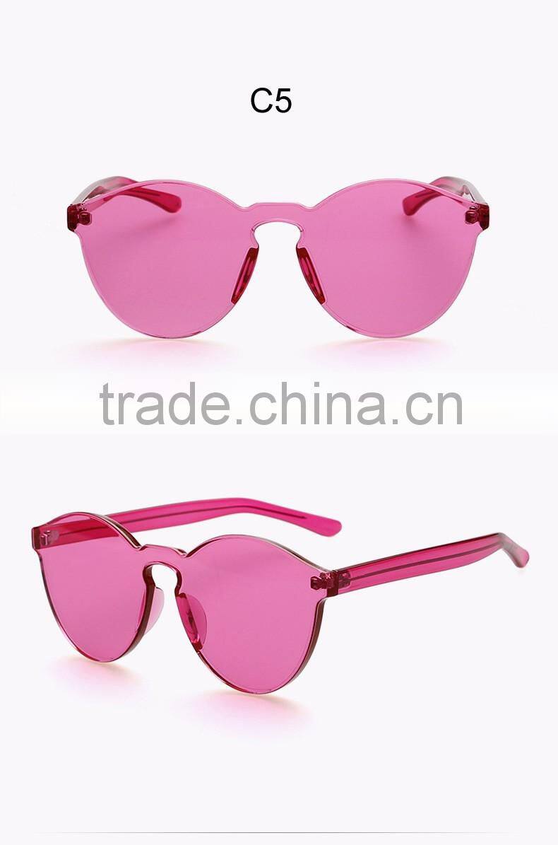 2016 Wholesale Rimless Sunglasses Women Brand Designer Cat Eye Shades Round Sun glasses Eyewear Integrated Lens UV400 CC0566