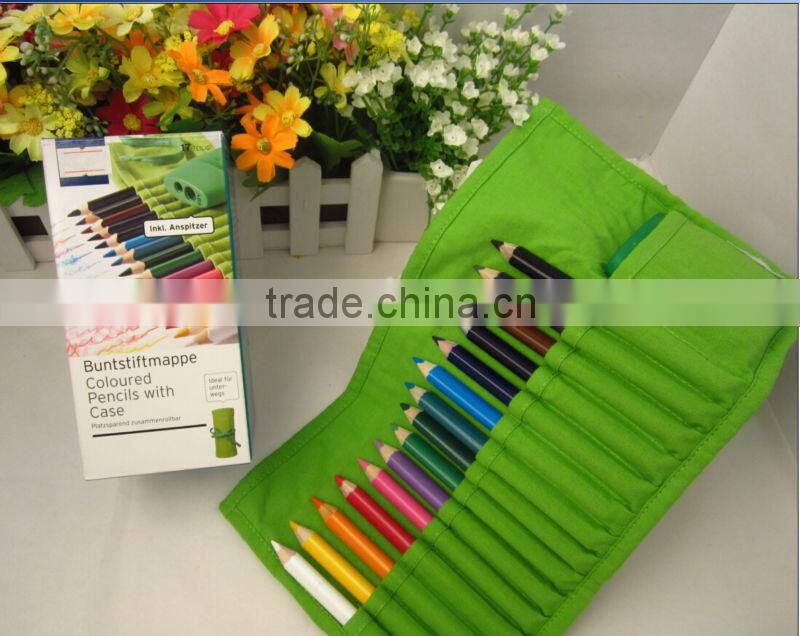 jumbo triangle coloring pencils /green cloth bag /senior grade jumbo color pencil
