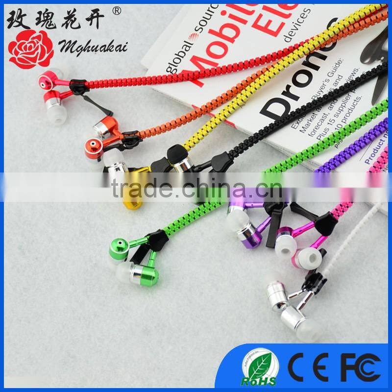 Hot 2016 fashion cute cheap headphone with mic zipper headphone cheap headphone USD1