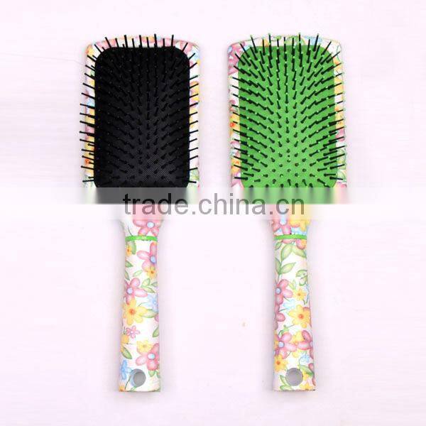 water transfer print paddle and cushion hair brush