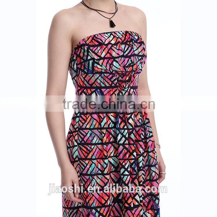 2016 off shoulder printed sweetheart neck backless sexy long women dress with fashion style