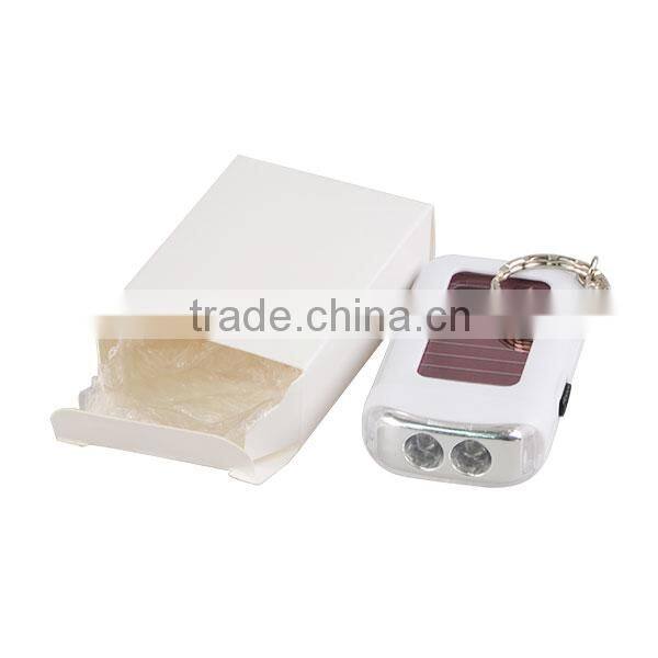 Personalized 2 LED White Plastic Solar Keychain Flashlight