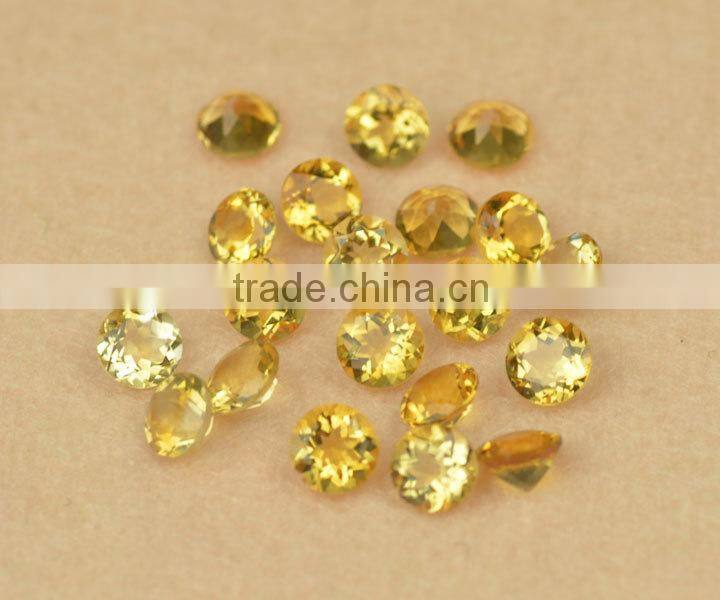 Wholesale genuine natural round brilliant cut yellow sapphire citrine beads
