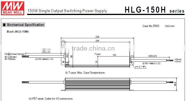 Meanwell waterproof electronic led driver HLG-185H-54 185W 54V led dimmable driver
