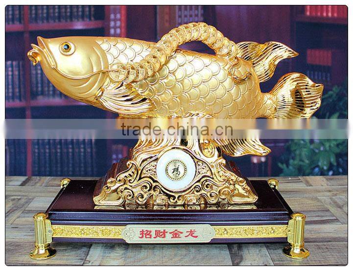 Gold Color Chinese Fengshui fish statue ,resin animal statue for home decoration