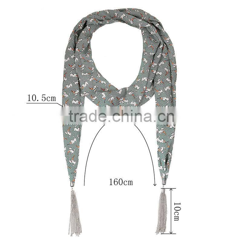 2015 Preppy style presentative leaves printing fashion chiffon scarf