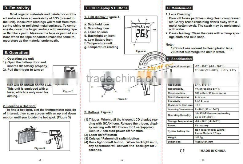 Hot ! Potable Digital Non-Contact Infrared Thermostat Gun Thermometer 12:1