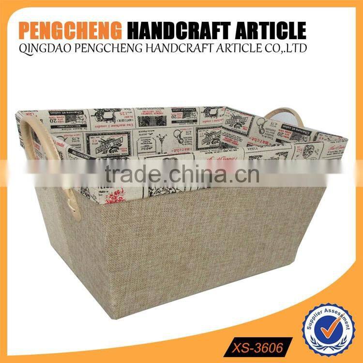 Trapezoid cloth and jute material storage boxes