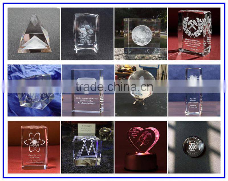 3D Laser Crystal Engraving Rose Cube for Wedding Souvenirs