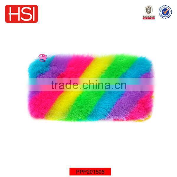 Professional portable plush cylinde r unique pencil case /plush pencil bag /High-grade pen bag