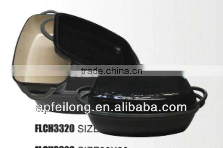 cast iron enamel griddle and roaster