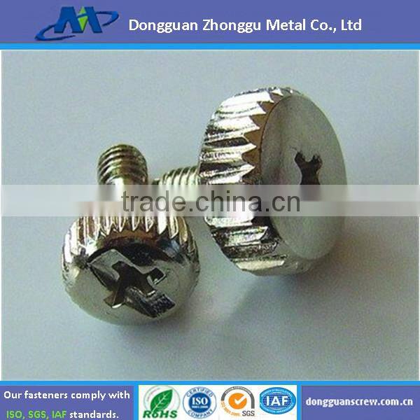 m4 Stainless Steel Slot Drive Knurled Thumb Screw, Straight Knurling Captive screws
