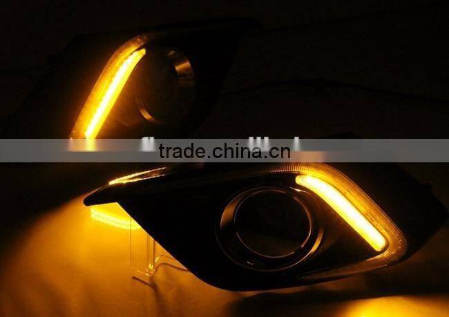 Car Accessories light guide technology white yellow turning light Led Daytime Running Light For Mazda 3 Axela DRL Cover Fog Lamp