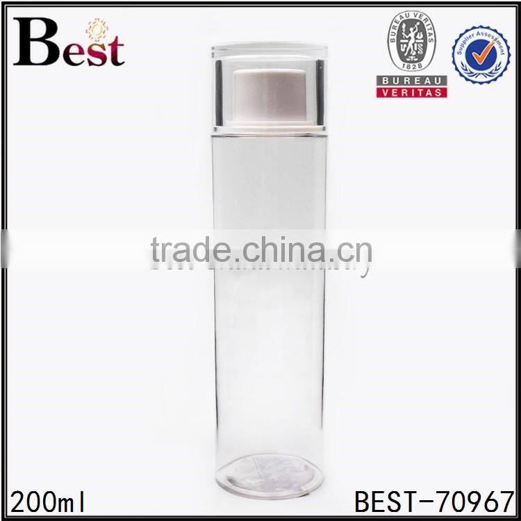 200ml clear PETG screw cap cosmetic skin care plastic bottles and jars for lotion toner