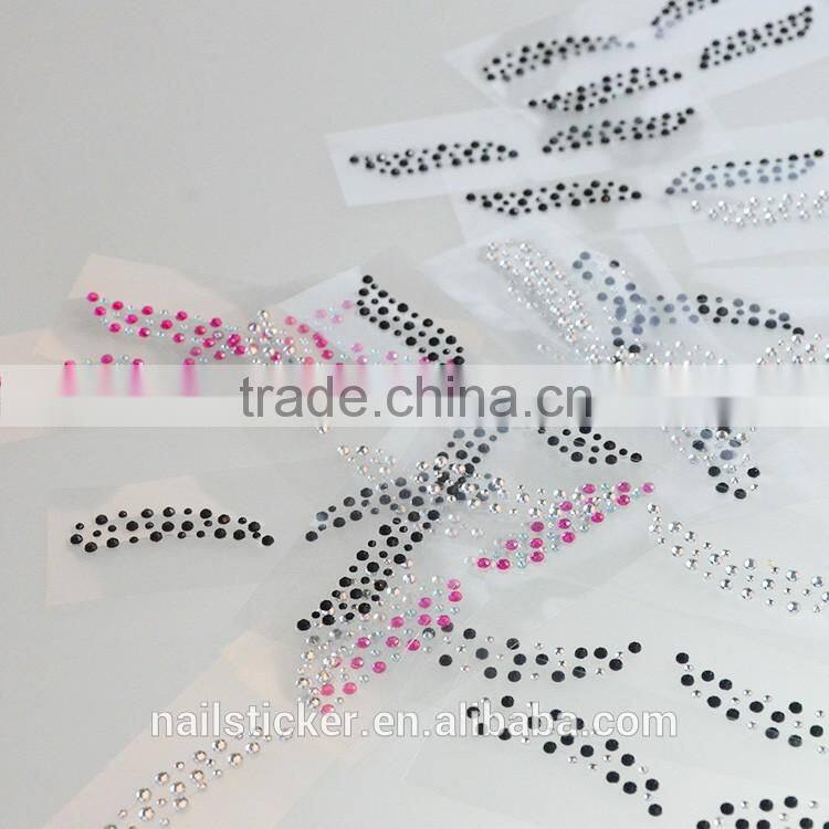 Custom bindi sexy adhesive eyeshadow sticker makeup crystal sticker rhinestone eye rock factory