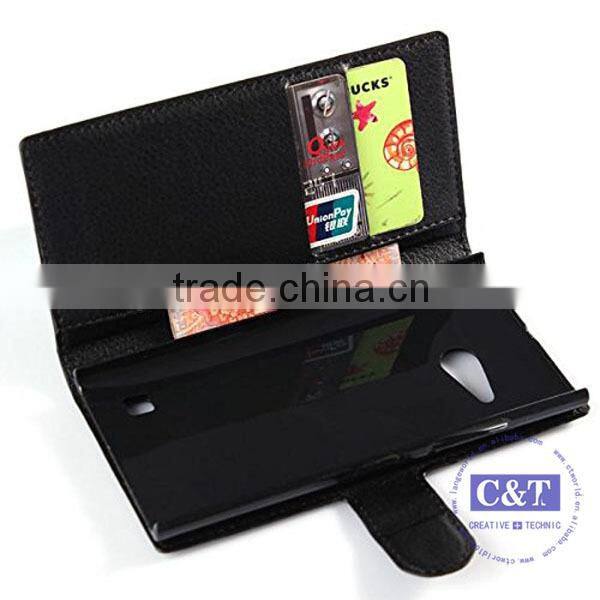 C&T Leather Wallet Stand Design Case Cover Credit Card Holder for Nokia Lumia 730