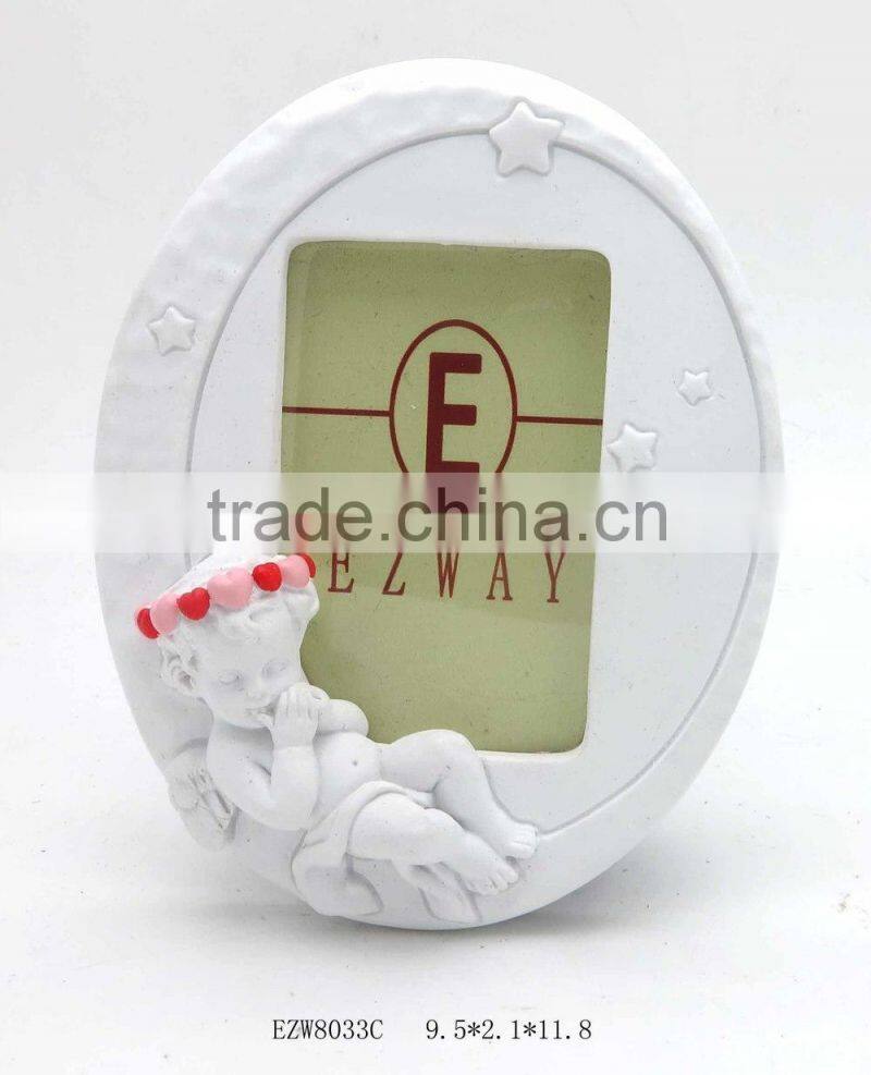 White angel plastic antique picture frame