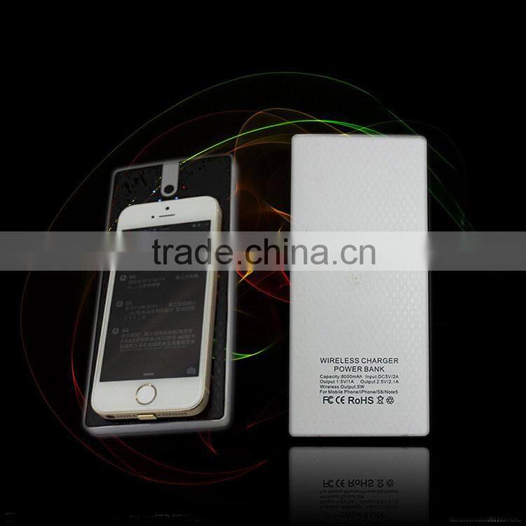 8000mah new design wireless wholesale power bank