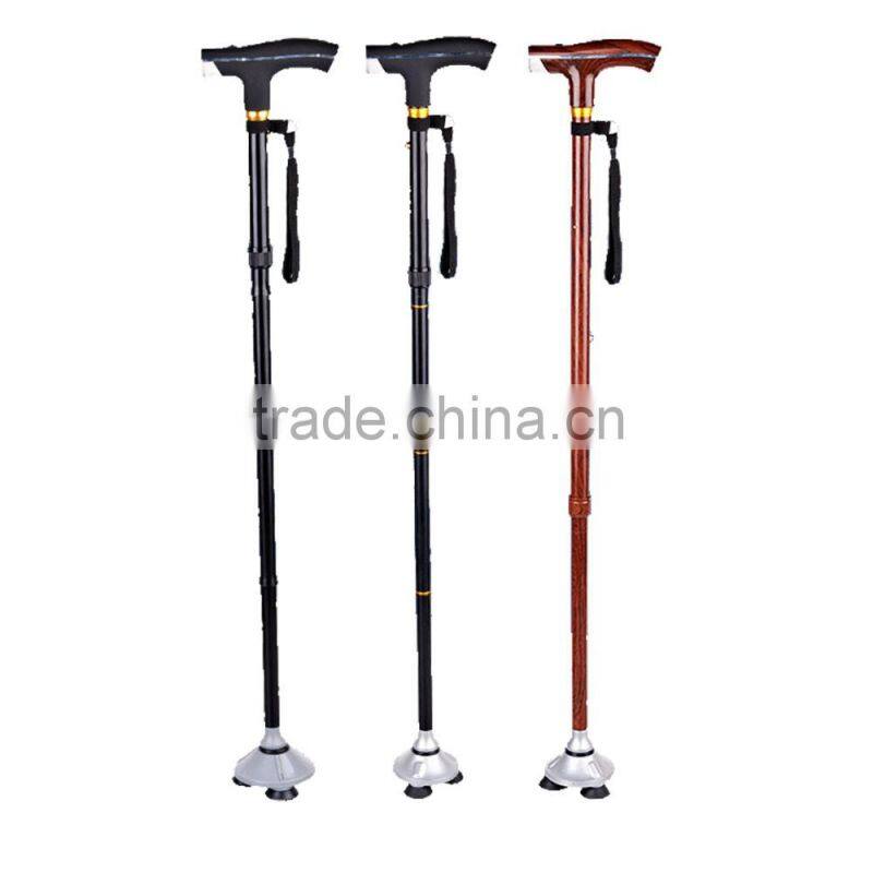 aluminum three-legged adjustable elderly old man folding walking stick with led light for old people