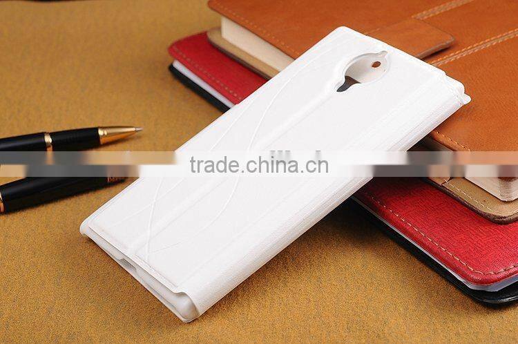 Hot-selling open window leather case cover for gionee elife e7,For gionee elife e7 case