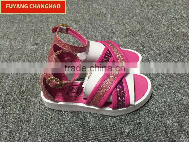 2016 New Design PU Rose Red Fashion Cork Slipper For Kids