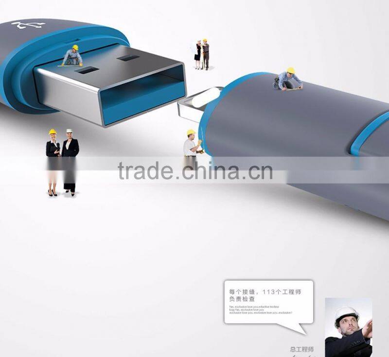 Shenzhen wholesale micro usb charging line 2 in 1 usb cable for Android IOS