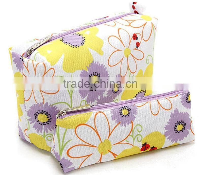 Custom Printed canvas Beauty Makeup Bag, Cosmetic pouch