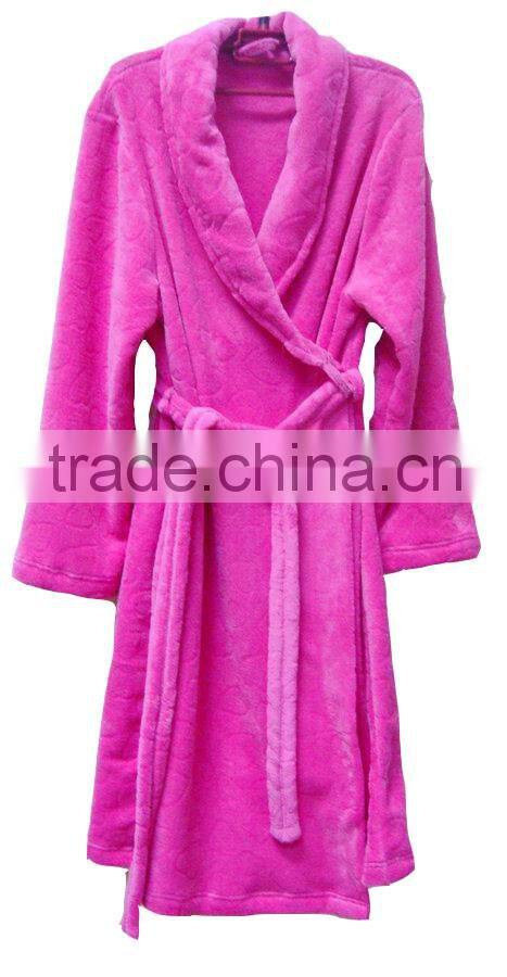 fashion style coral fleece bathrobe with long sleeve