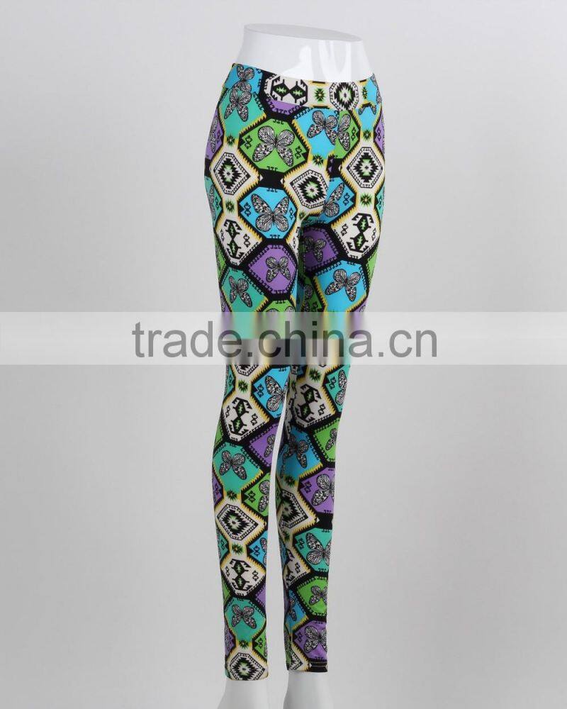 F5S31095 Ladies Geometric Leggings In Charcoal