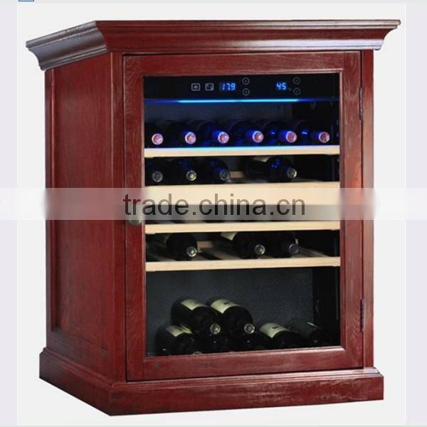 45 bottles double layers glass door wood wine cabinet