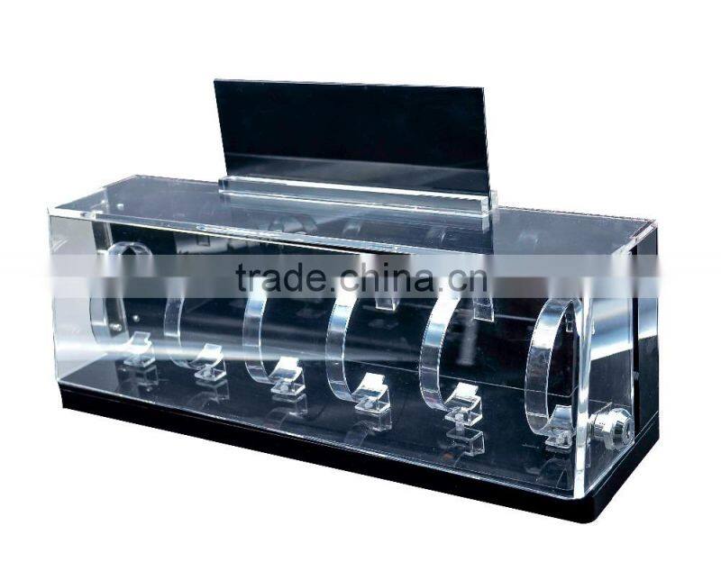 Durable black watch two small acrylic watch display showcase