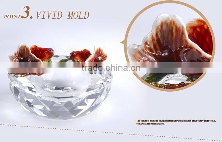 RORO Flourishing Luck craft home decorative crystal ashtray metal and pewter craft