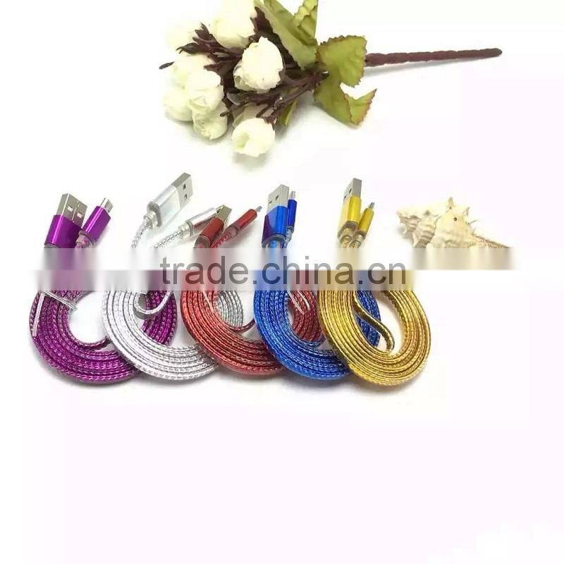 Tangle Free Flat Micro USB Charging Cord For Android Phones Charger Cable Fish Scale Shape USB Cable