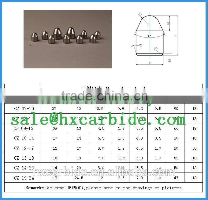 ISO Certification High hardness tungsten carbide drill bit button for mining drill bits oil well drilling carbide wear bits