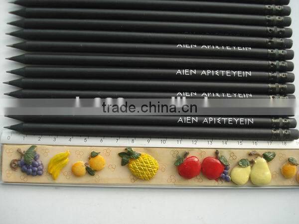 2015 promtional office supply printed black wood pencil with eraser for advertising