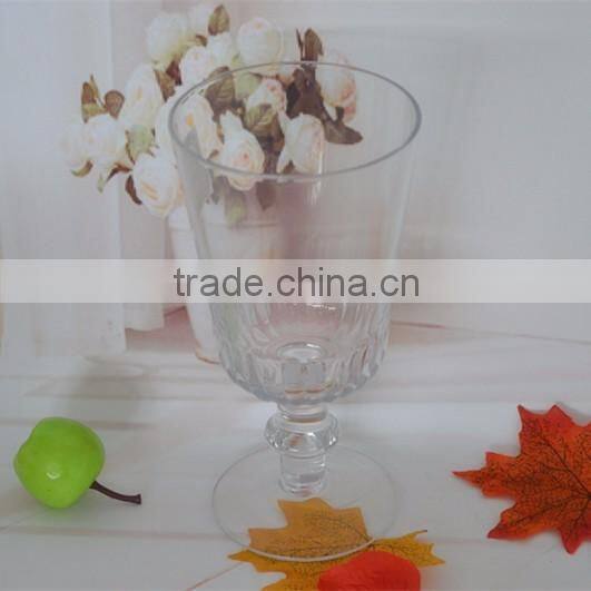 Transparent Stemmed Glass Ice Cream Cup with Pattern