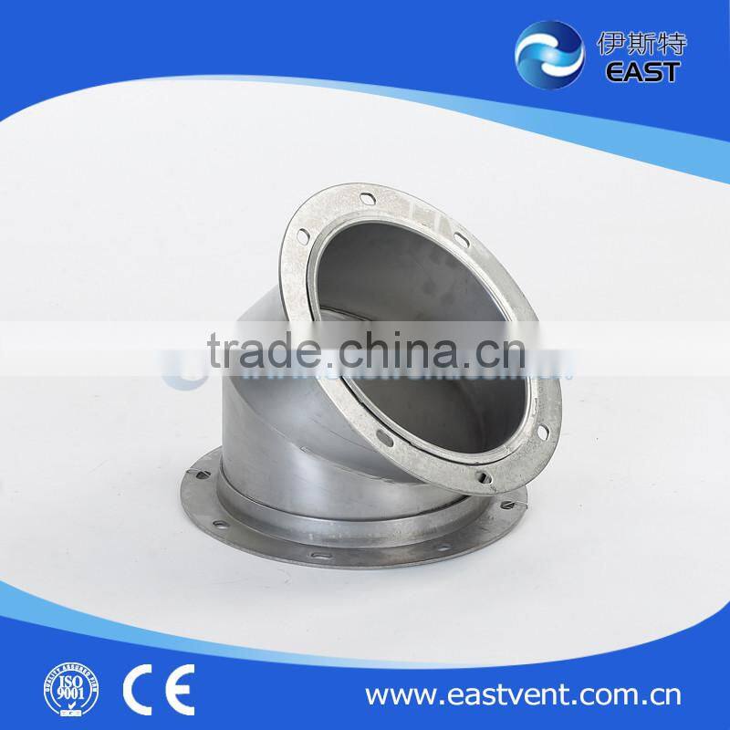 stainless steel elbow 45 Degree with flange of ventilation fittings/HVAC ventilation system/duct pipe fitting